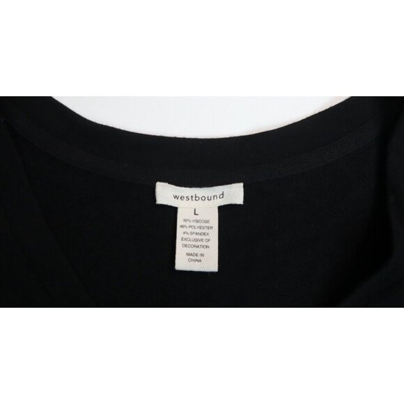 WOMEN'S SOLID BLACK V-NECK T-SHIRT - WESTBOUND - SIZE L - Picture 3 of 4